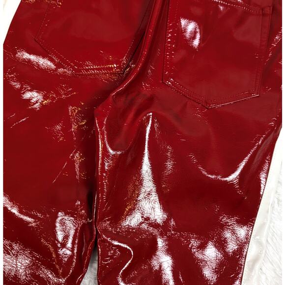 Jagger & Stone Faux Leather Pants Red with White Stripe Size 2 - Picture 6 of 11
